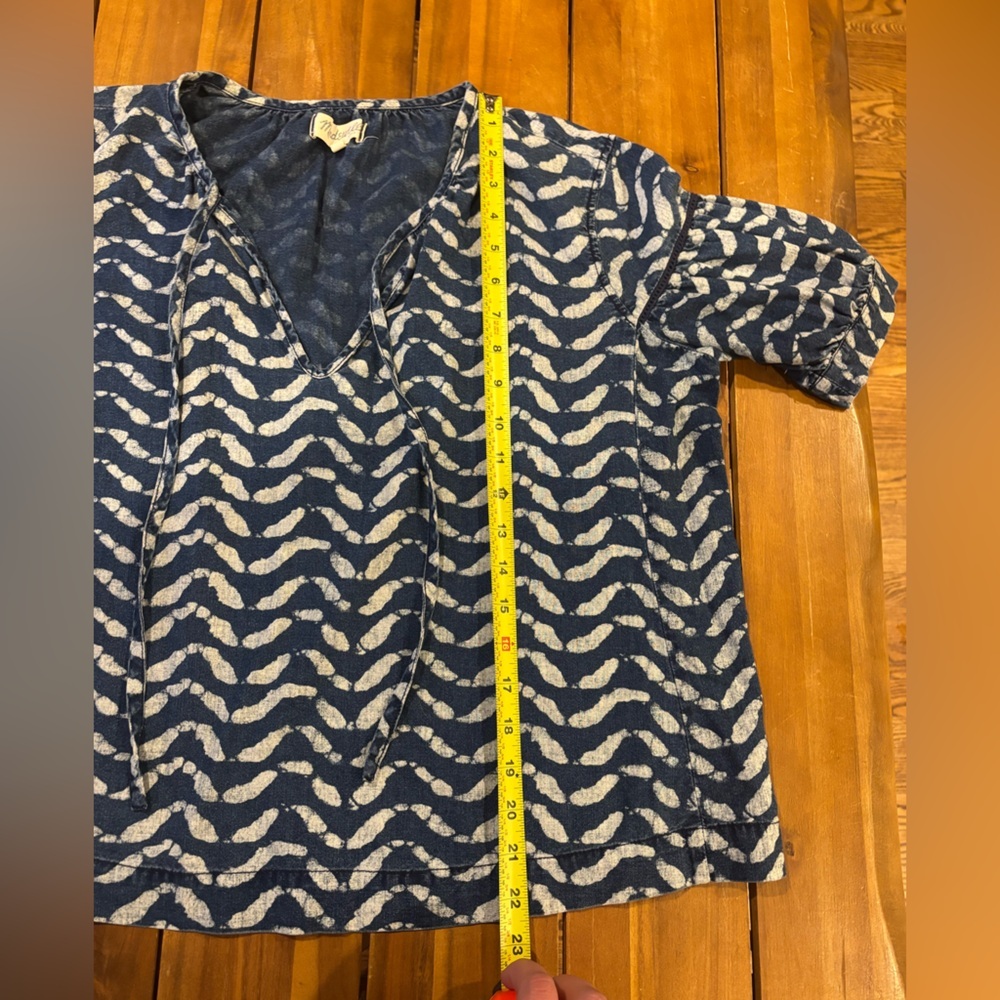 Madewell blue printed top women’s size small - Picture 4 of 6